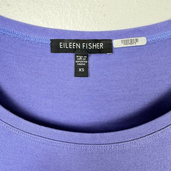 Eileen Fisher | Lilac Purple Round Neck Short Sleeve Knee Length T-shirt Dress - Picture 6 of 8